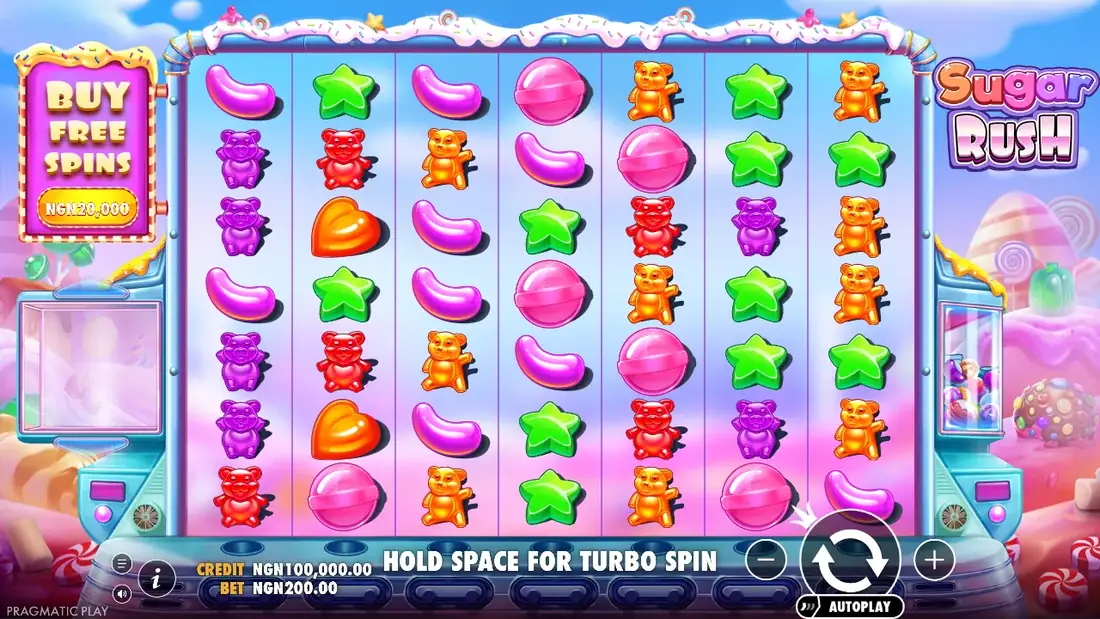 Sugar Rush base game grid in demo mode