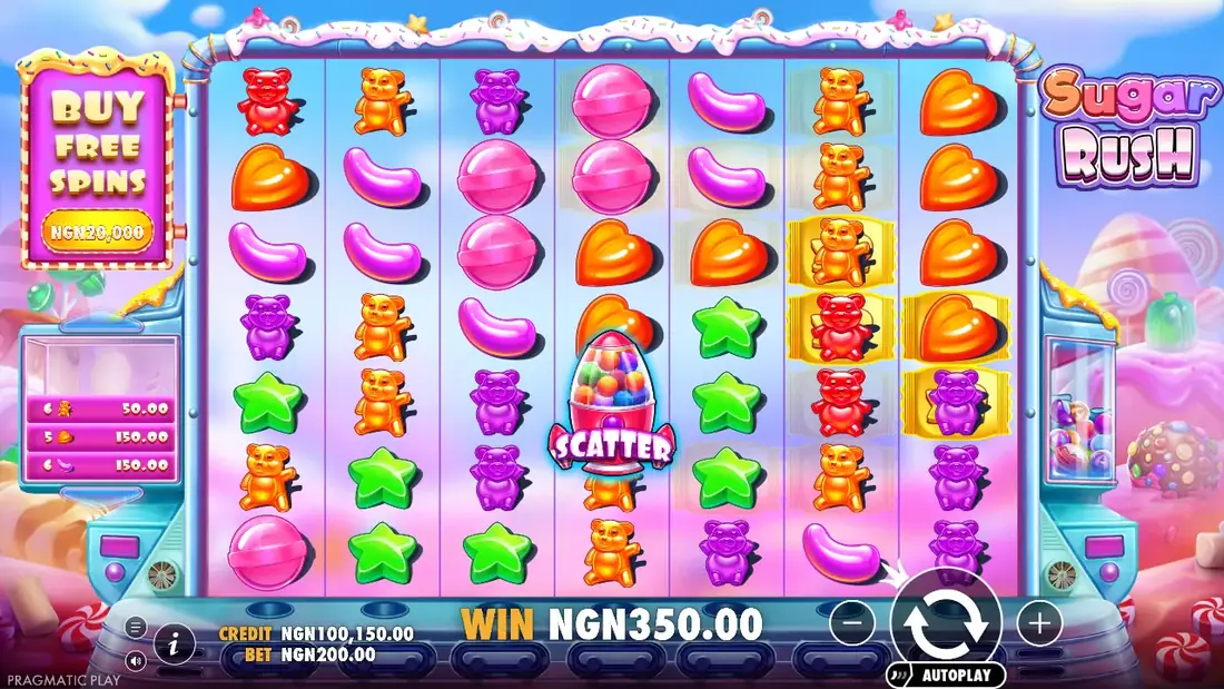 Symbols landing on a spin of Sugar Rush